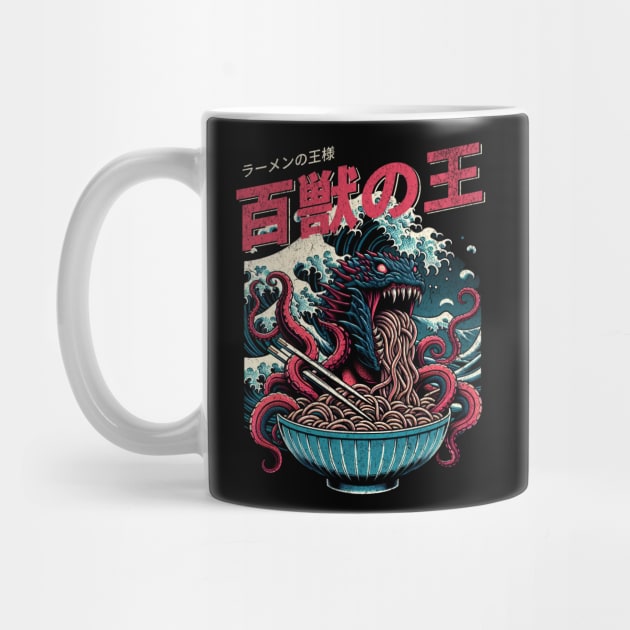 Ramen Leviathan - Ukiyo-e Sea Beast by Designed By Marty